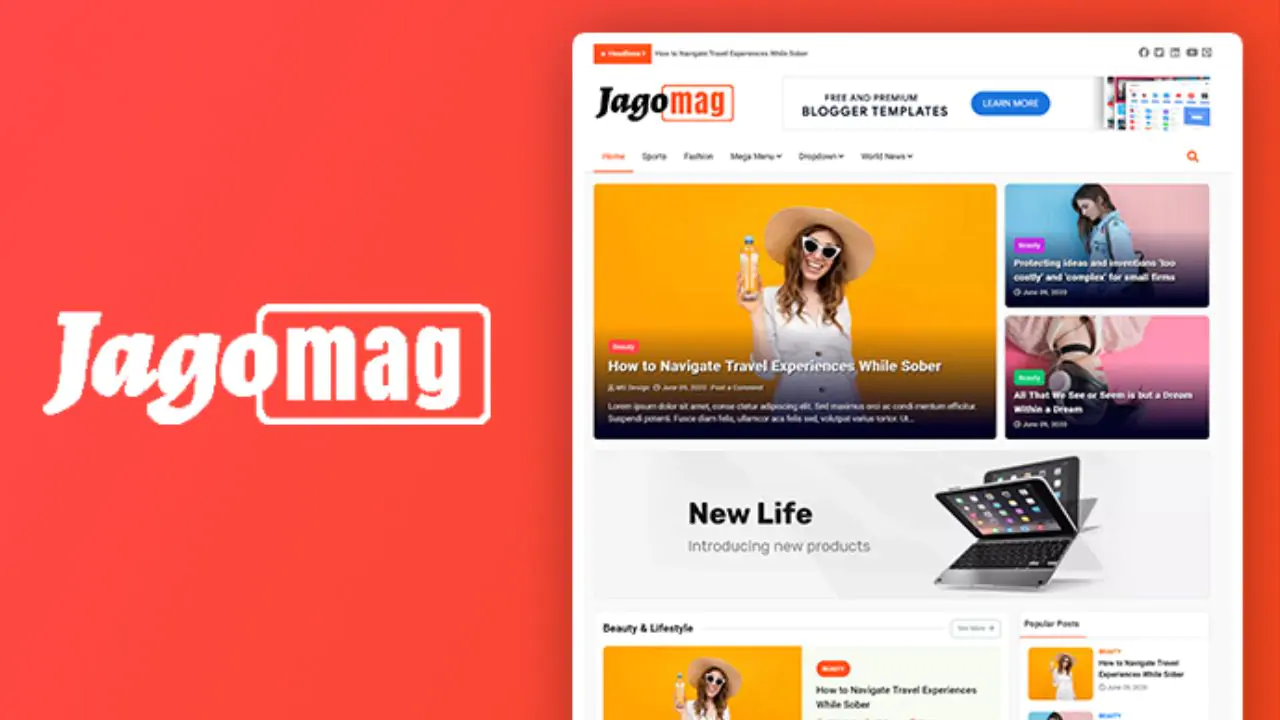 JagoMag - The Ultimate Magazine Blogger Template for Free