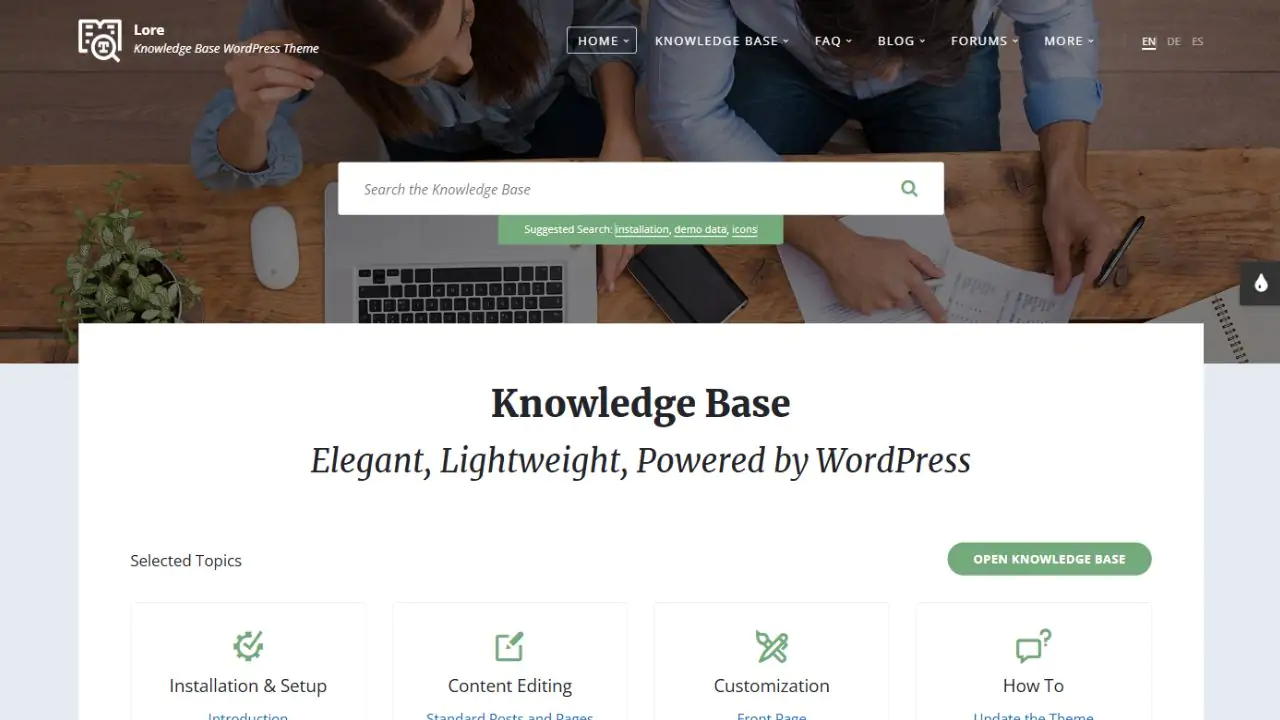 Lore - Elegant Knowledge Base WordPress Theme