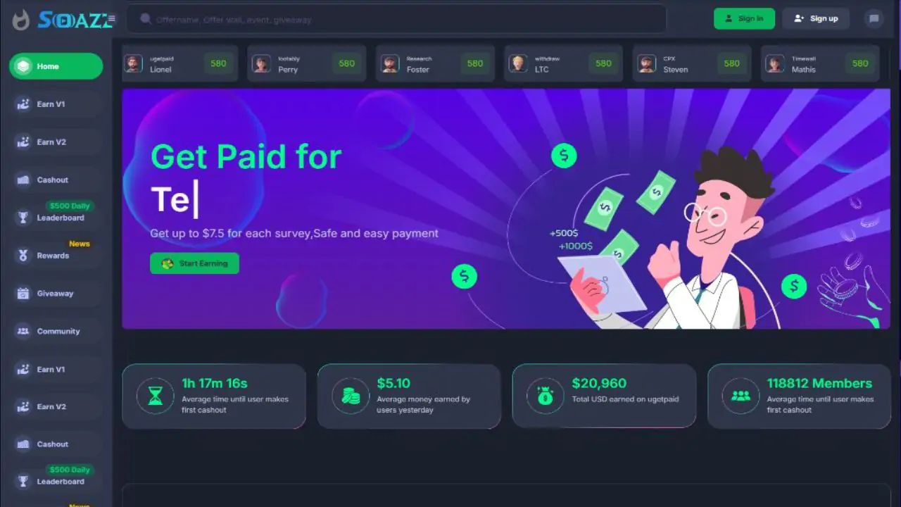 EarnPoints - All in One Offerwall Surveys, API Offers System HTML/CSS